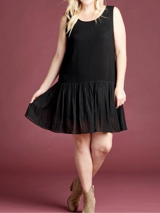 ODDY Dresses & Skirts - ODDY Black Sleeveless Swing Mini Dress with Ruffle Hem 100% rayon 2XL